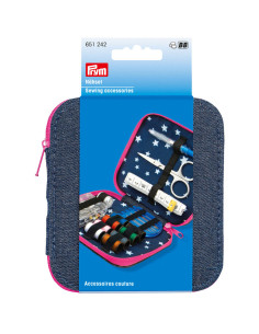 Naaibenodigdheden - Jeans met fuchsia ritssluiting