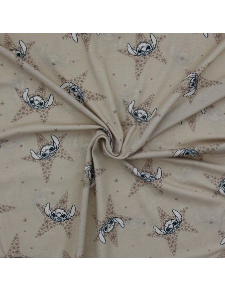 Jersey stof Lilo & Stitch - Beige sterren