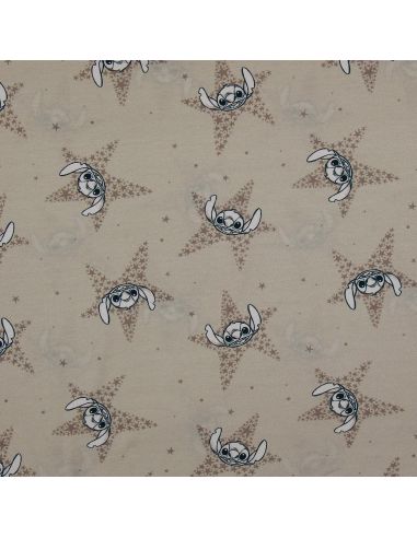Jersey stof Lilo & Stitch - Beige sterren