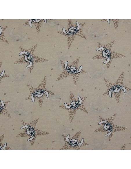 Jersey stof Lilo & Stitch - Beige sterren