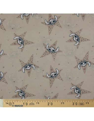 Jersey stof Lilo & Stitch - Beige sterren
