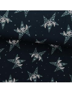 Lilo & Stitch jersey stof - Marineblauwe sterren