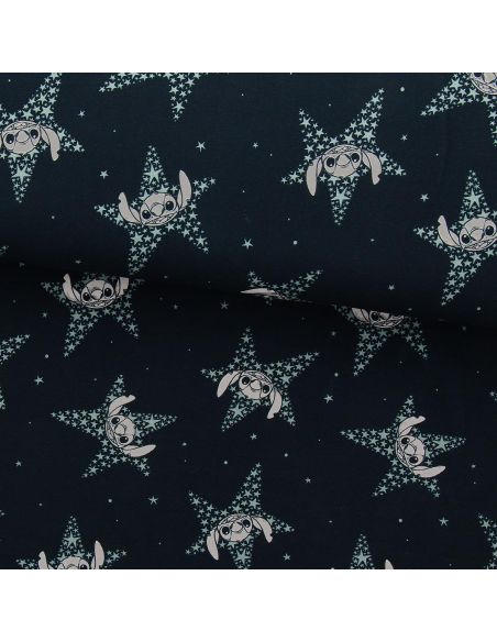 Lilo & Stitch jersey stof - Marineblauwe sterren