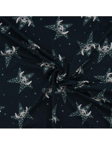 Lilo & Stitch jersey stof - Marineblauwe sterren