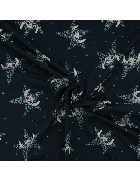 Lilo & Stitch jersey stof - Marineblauwe sterren