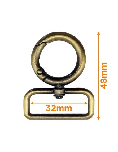 Ronde draaibare musketonhaak - Brons 32 x 20 mm