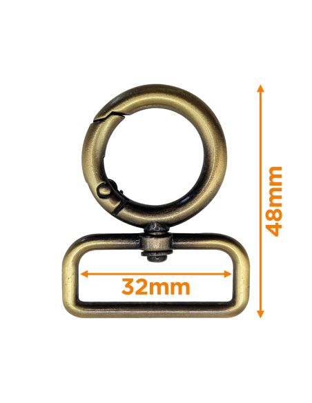 Ronde draaibare musketonhaak - Brons 32 x 20 mm