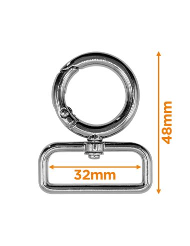 Ronde draaibare musketonhaak - Zilver 32 x 20 mm