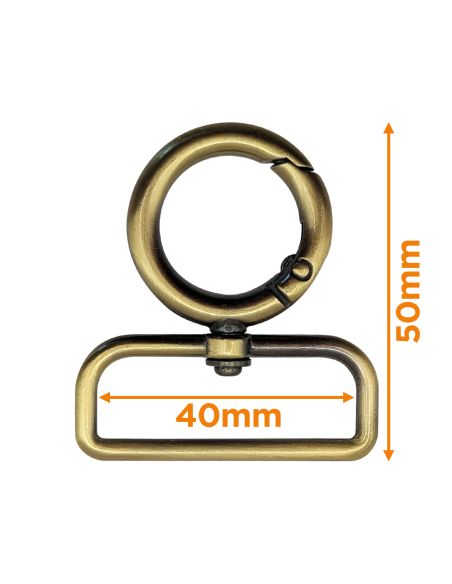 Ronde draaibare musketonhaak - Brons 40 x 20 mm