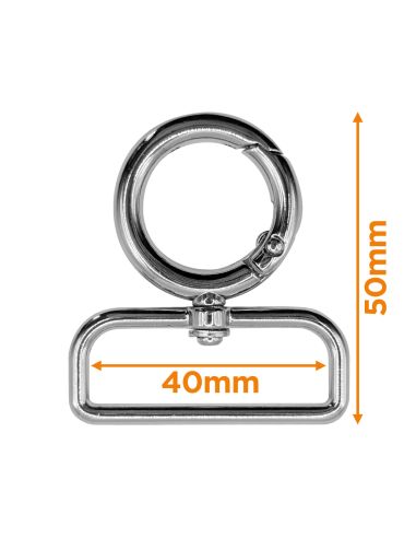 Ronde draaibare musketonhaak - Zilver 40 x 20 mm