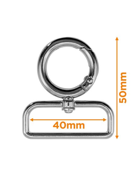 Ronde draaibare musketonhaak - Zilver 40 x 20 mm
