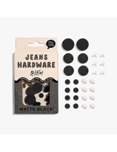 Jeans knopen en klinknagels set - Mat zwart