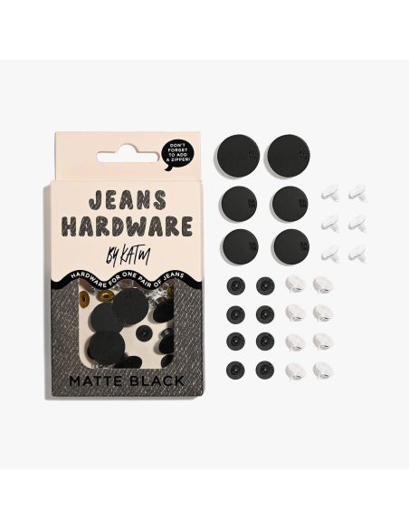 Jeans knopen en klinknagels set - Mat zwart