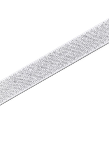 Elastiek wit en zilver 25 mm