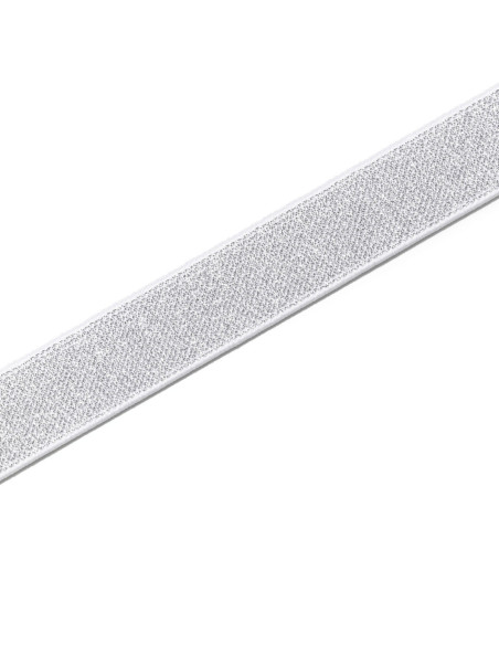 Elastiek wit en zilver 25 mm
