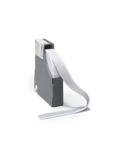 Elastiek wit en zilver 25 mm