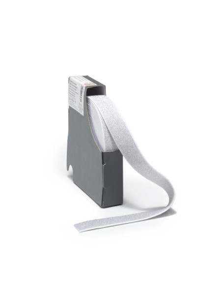 Elastiek wit en zilver 25 mm