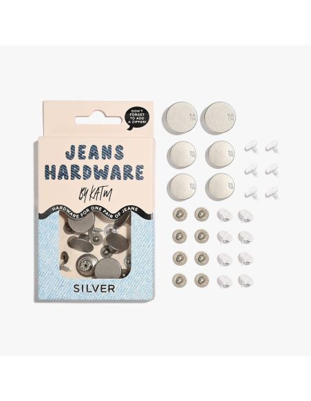Jeans knopen en klinknagels set - Zilver