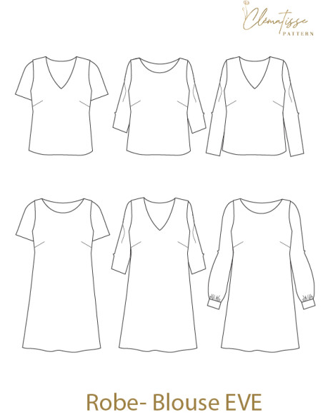 Eve blouse-jurk patroon - Clématisse patroon