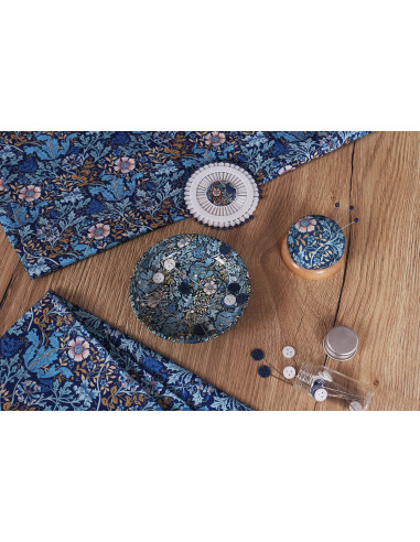 Coupelle aimantée pour aiguilles et épingles - Collection fleurs bleues