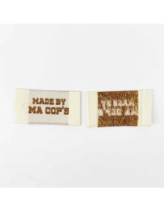 Set van 5 geweven labels om op te naaien Made by ma cop's - Ecru 2