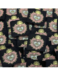 Set van 5 geweven labels om te naaien Ex Voto - Zwart