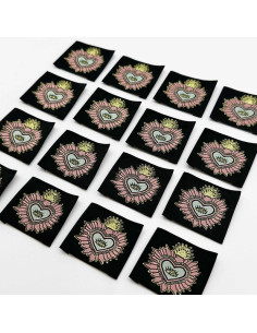 Set van 5 geweven labels om te naaien Ex Voto - Zwart 2