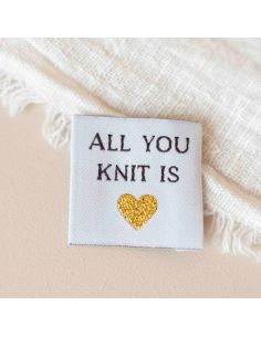Geweven label om op te naaien All you knit is love