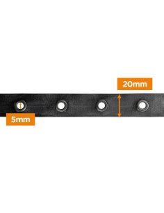 Zwart kunstleren lint met geweerloopringen – 20 mm 2