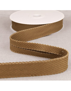 Ribfluweel biais - Beige
