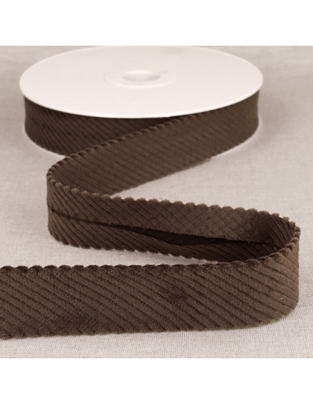 Ribfluweel met brede ribbels - Chocolade