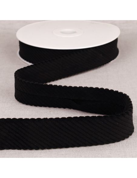 Ribfluweel met brede ribbels - Zwart