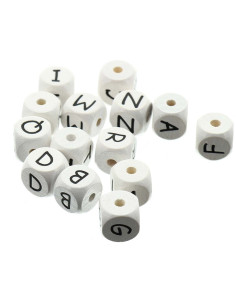 Parel letter alfabet kubus in wit hout
