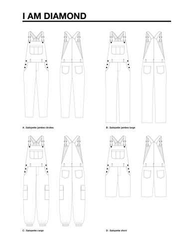 Patroon voor tuinbroek, broeken en shorts Diamond - I am patterns