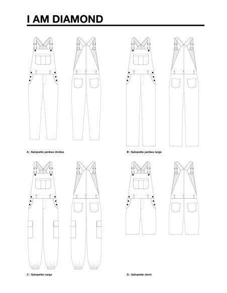 Patroon voor tuinbroek, broeken en shorts Diamond - I am patterns