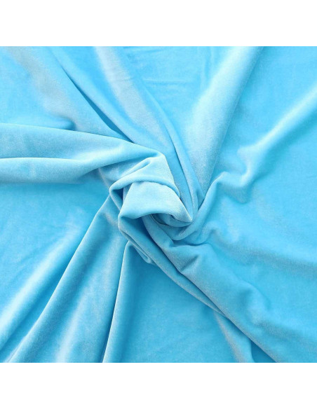 Stretch fluweel stof - Aqua blauw