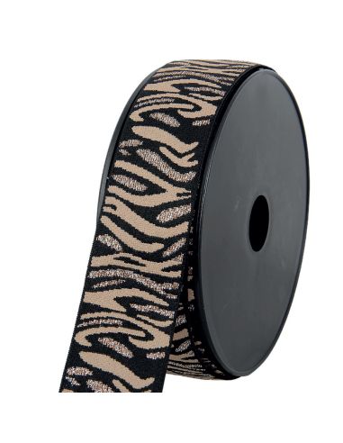 Elastische zebra - Beige en bruin met zilveren lurex