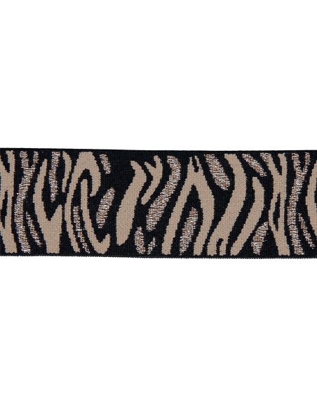 Elastische zebra - Beige en bruin met zilveren lurex