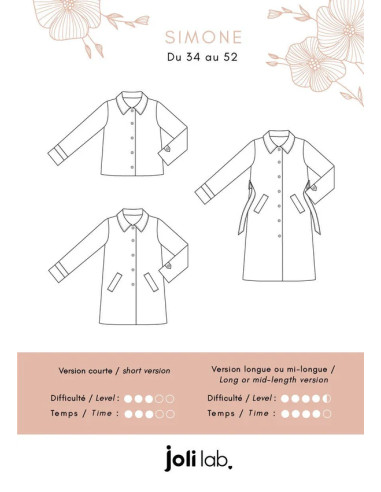 Simone trenchcoat patroon - Joli Lab