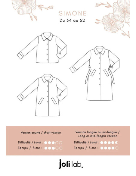 Simone trenchcoat patroon - Joli Lab
