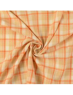 Schotse tartan flanel stof - Beige met oranje strepen