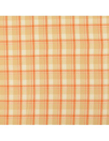 Schotse tartan flanel stof - Beige met oranje strepen
