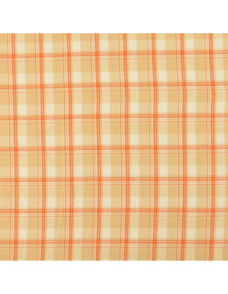 Schotse tartan flanel stof - Beige met oranje strepen