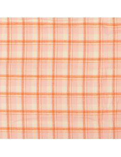 Schotse tartan flanel stof - Lichtroze met oranje strepen 2