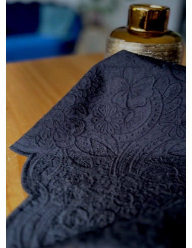 Tissu broderie anglaise Luna noire - My Dress Made