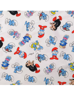 Smurfen jersey stof - Wit