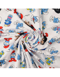 Smurfen jersey stof - Wit 2