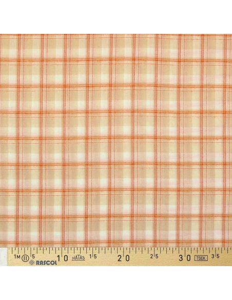 Schotse tartan flanel stof - Beige met oranje strepen