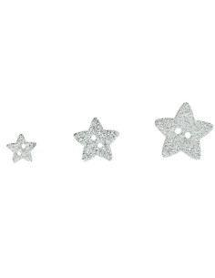Twee-gats knoop ster glitter - Zilver