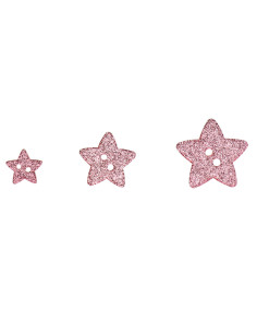 Twee-gats knoop ster glitter - Roze